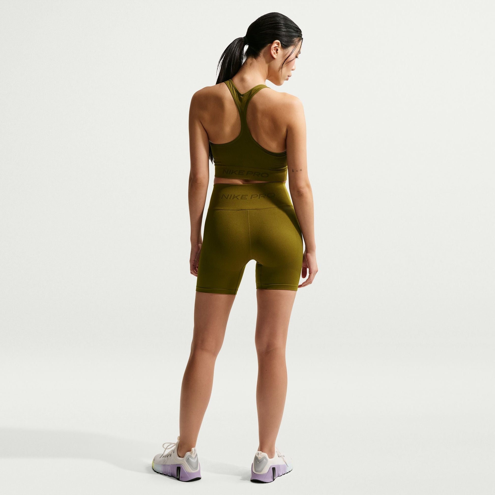 Nike Womens Pro Seamless Cropped Tank Top - Olive Denim Exchange