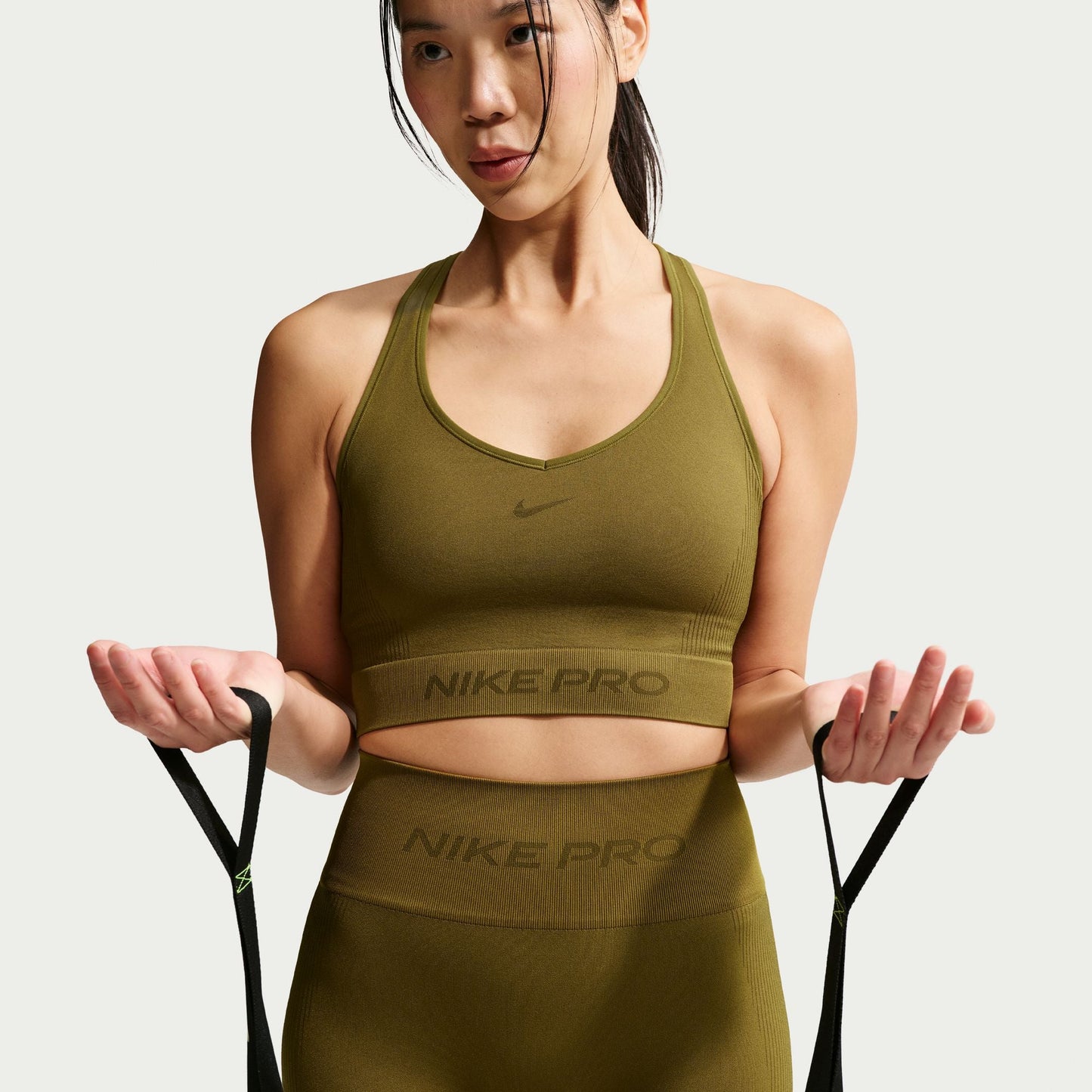 Nike Womens Pro Seamless Cropped Tank Top - Olive Denim Exchange