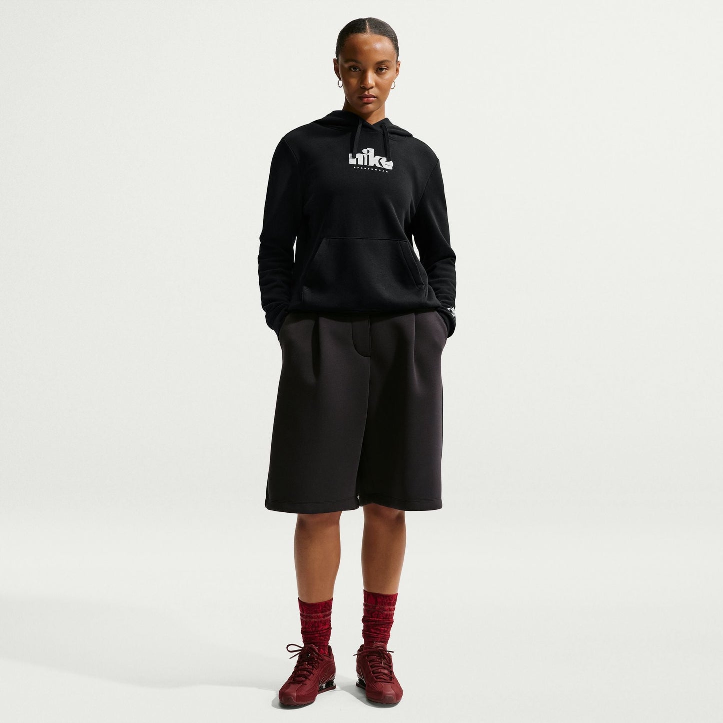 Nike Womens Fleece Graphic Pullover Hoodie - Black Denim Exchange