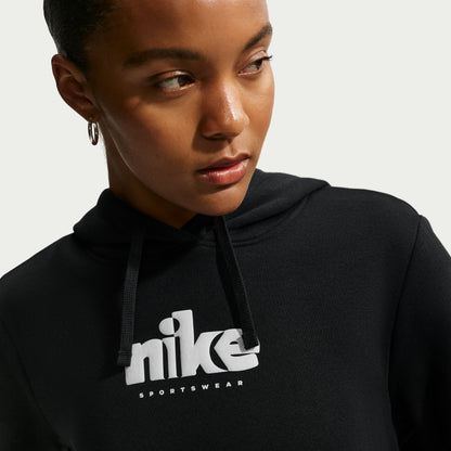 Nike Womens Fleece Graphic Pullover Hoodie - Black Denim Exchange