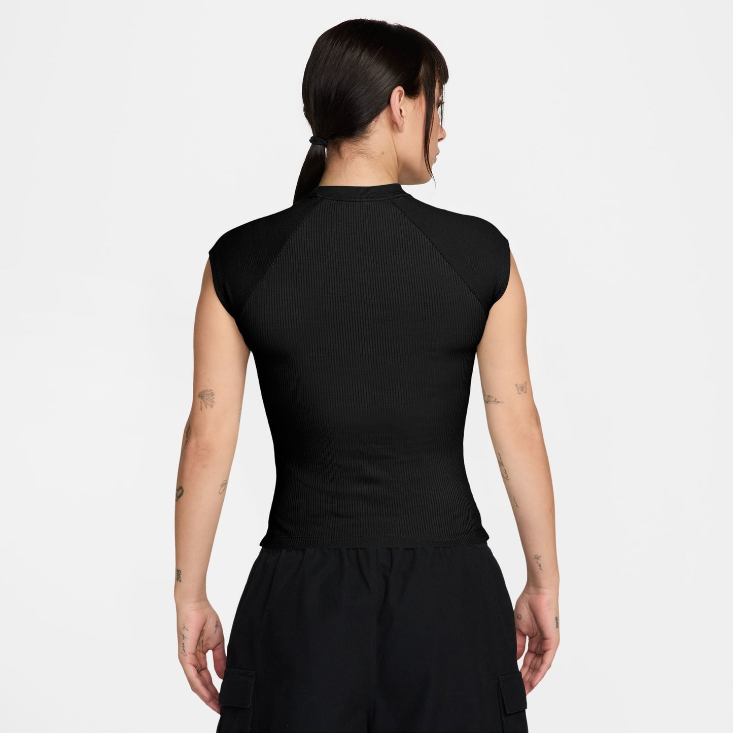 Nike Womens Sportswear Chill Knit Ribbed Top - Black Denim Exchange