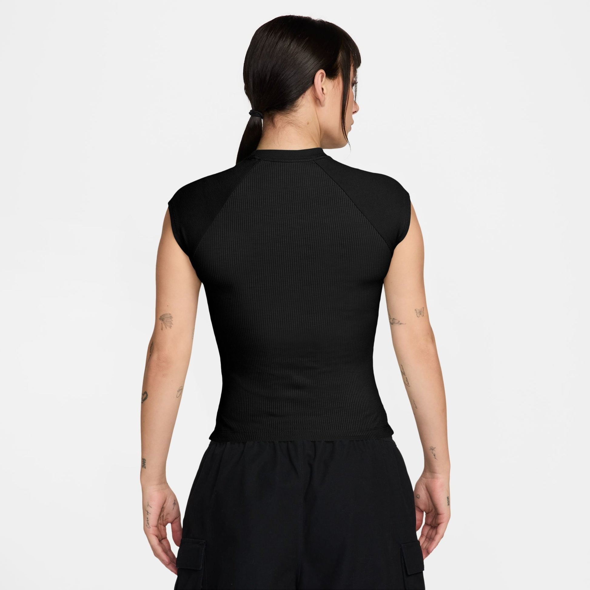 Nike Womens Sportswear Chill Knit Ribbed Top - Black Denim Exchange