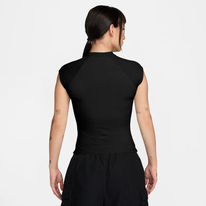 Nike Womens Sportswear Chill Knit Ribbed Top - Black Denim Exchange