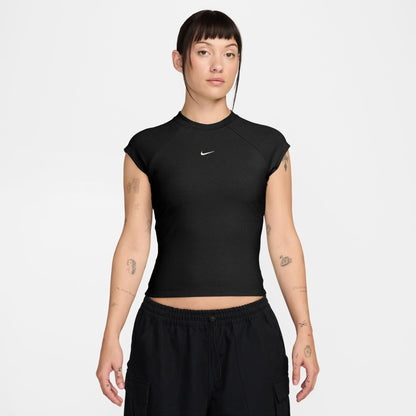 Nike Womens Sportswear Chill Knit Ribbed Top - Black Denim Exchange