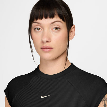 Nike Womens Sportswear Chill Knit Ribbed Top - Black Denim Exchange