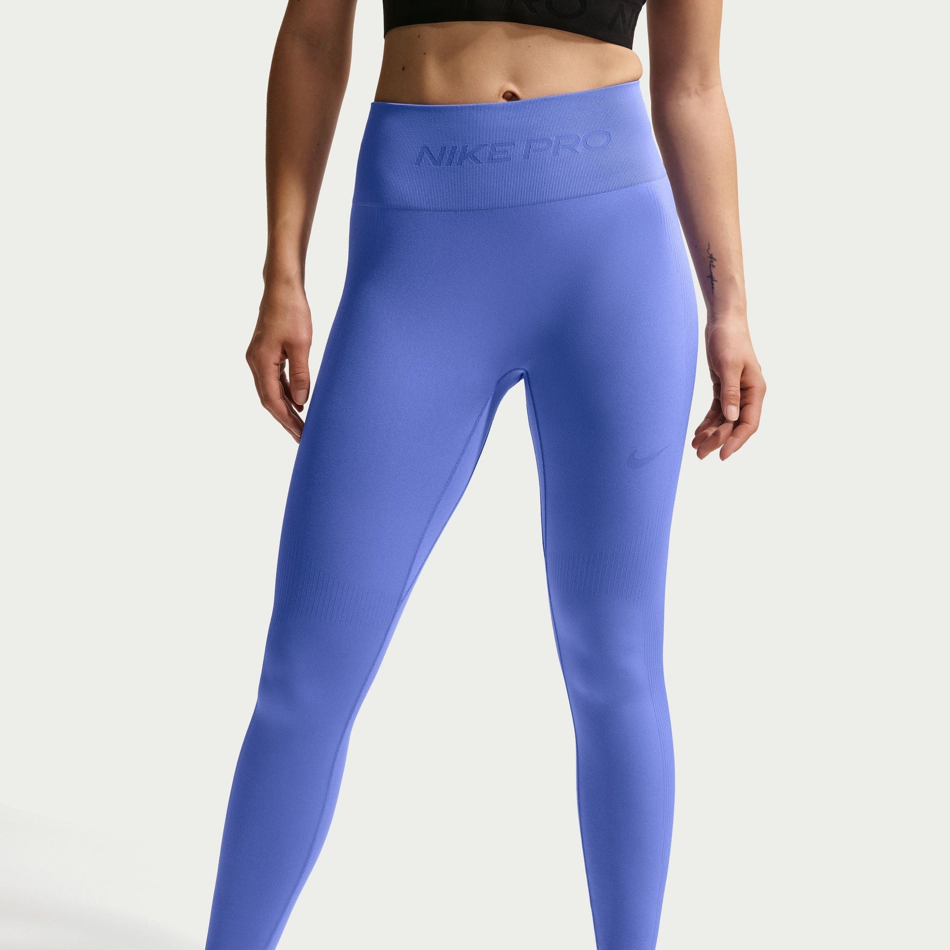Nike Womens Pro Seamless High-Waisted Leggings - Blue Denim Exchange