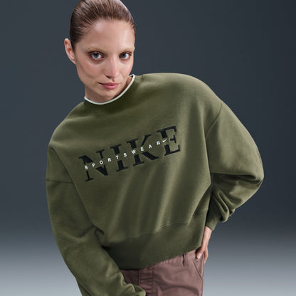 Nike Womens Phoenix Oversized Crewneck - Medium Olive Denim Exchange