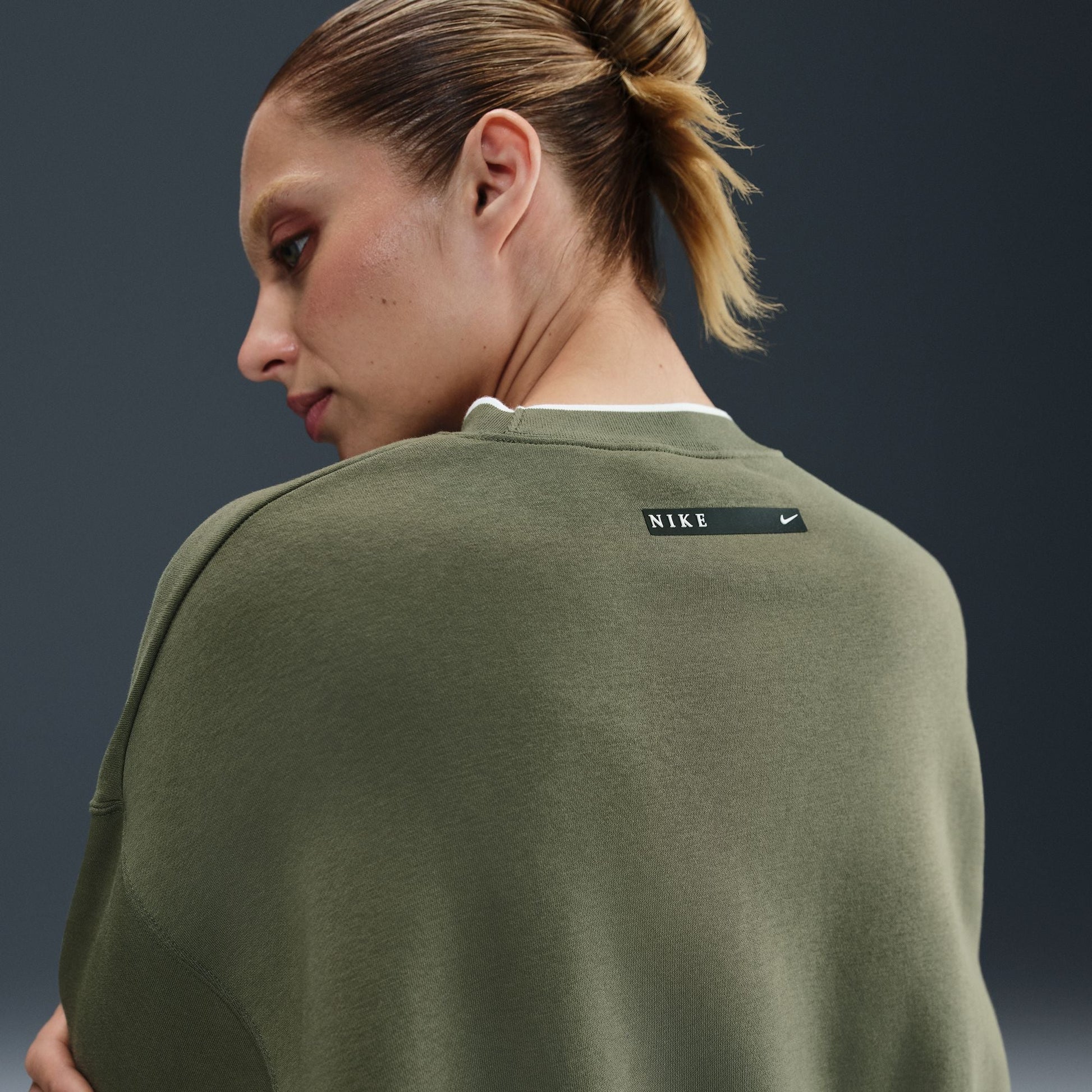 Nike Womens Phoenix Oversized Crewneck - Medium Olive Denim Exchange