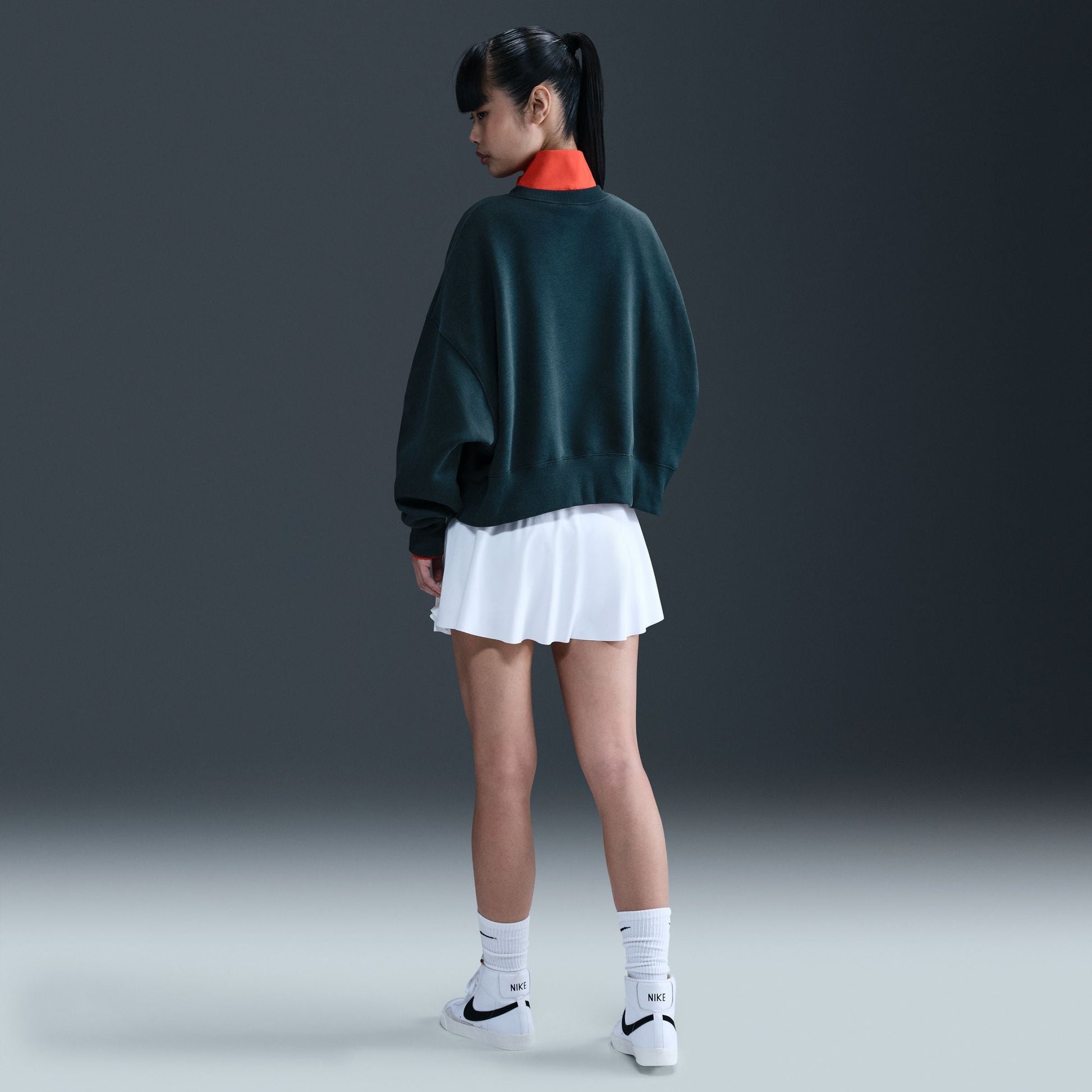 Nike Womens Phoenix Fleece Cropped Crewneck - Armory Navy Denim Exchange