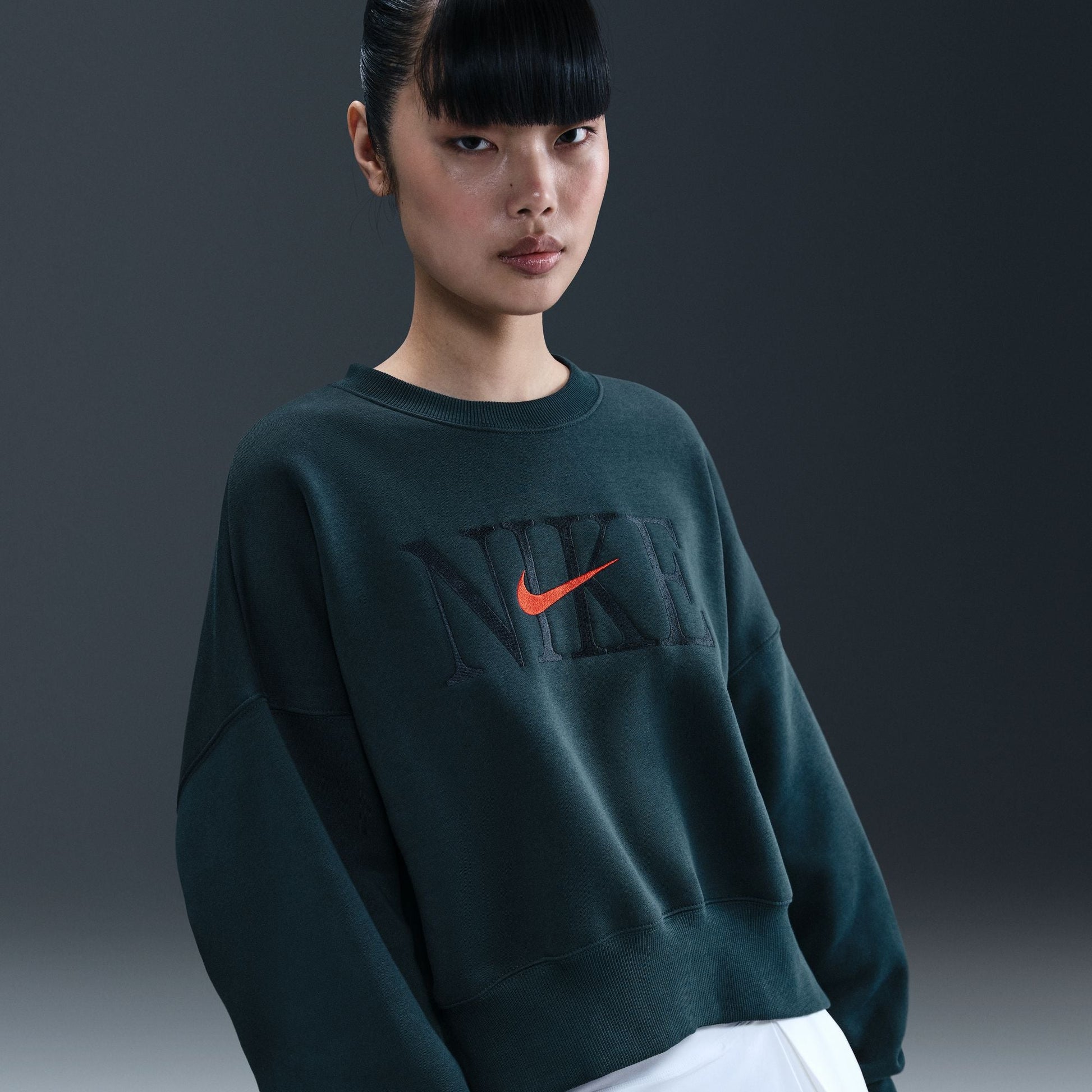 Nike Womens Phoenix Fleece Cropped Crewneck - Armory Navy Denim Exchange