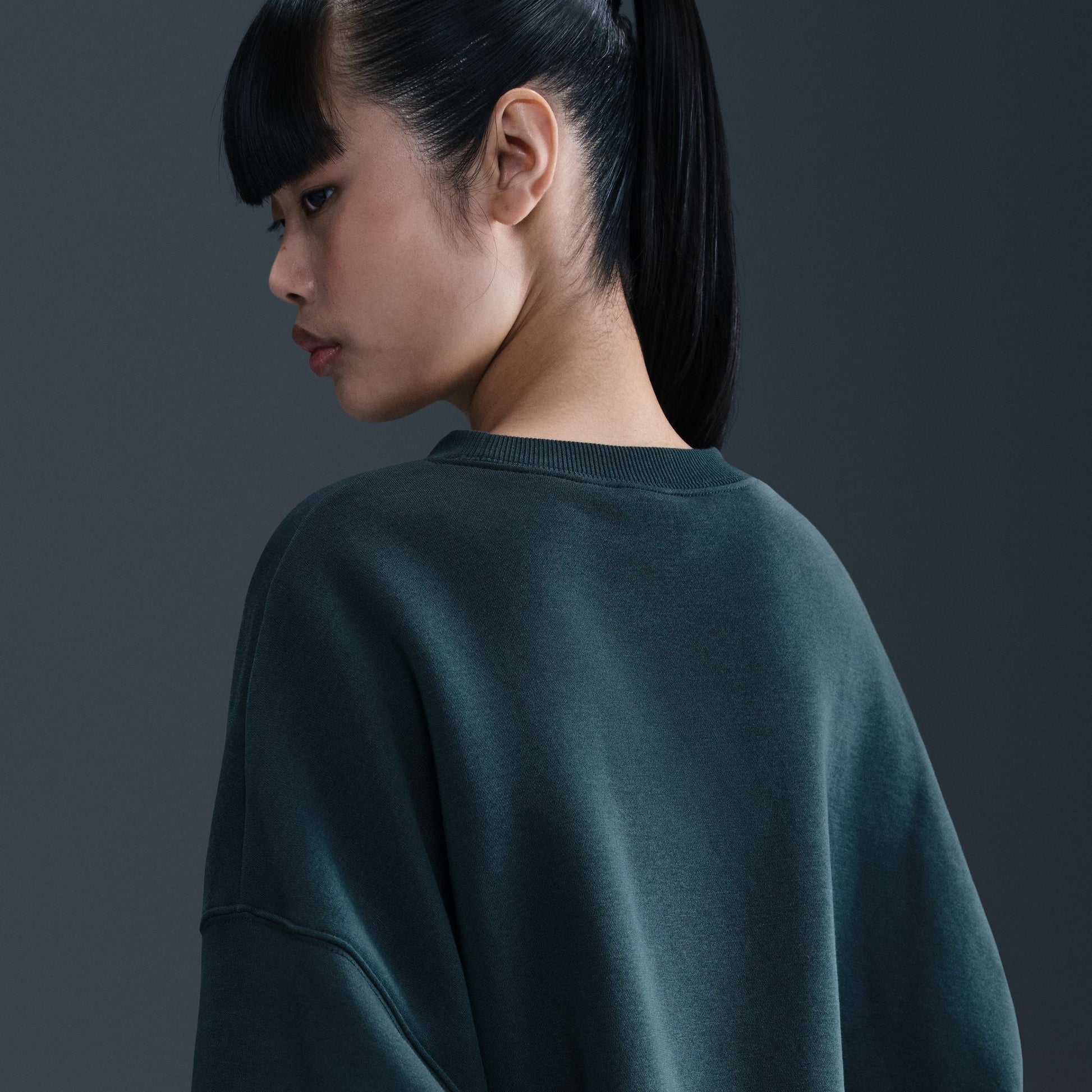 Nike Womens Phoenix Fleece Cropped Crewneck - Armory Navy Denim Exchange