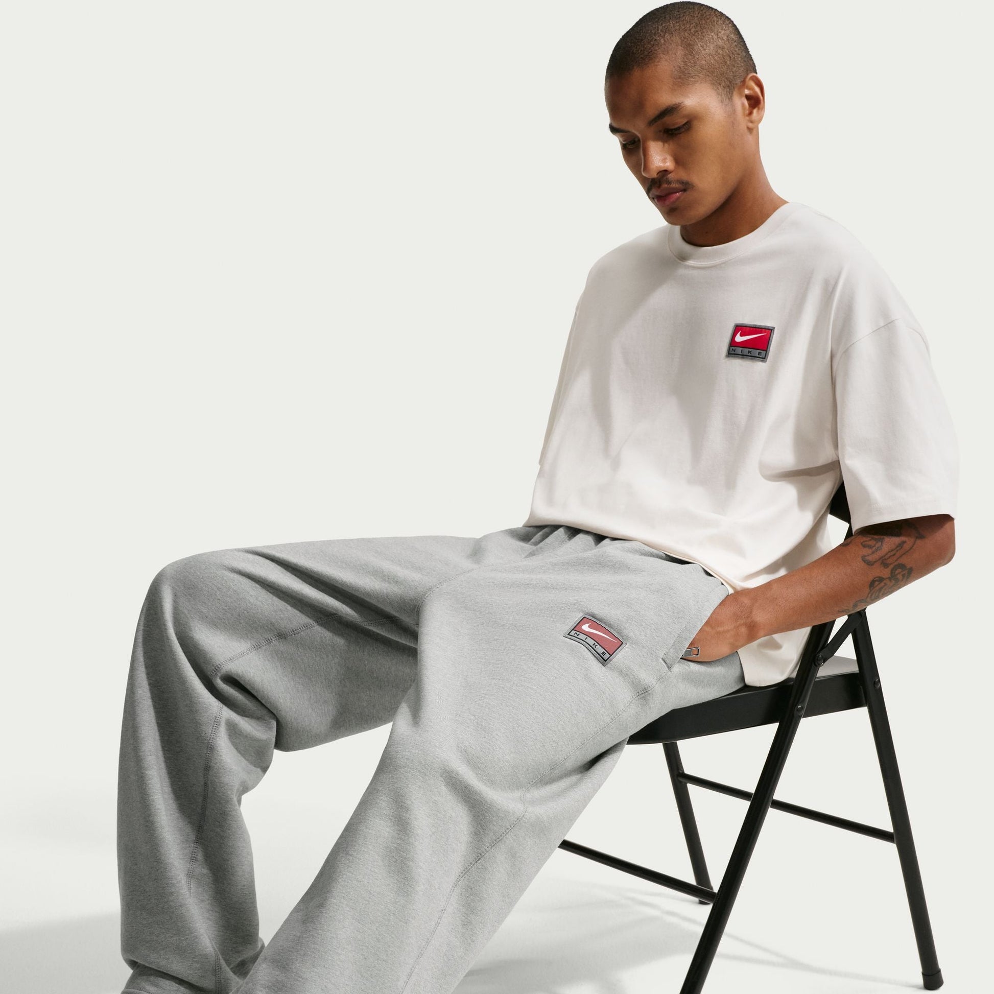 Nike Mens Solo Swoosh Joggers - Grey/White Denim Exchange