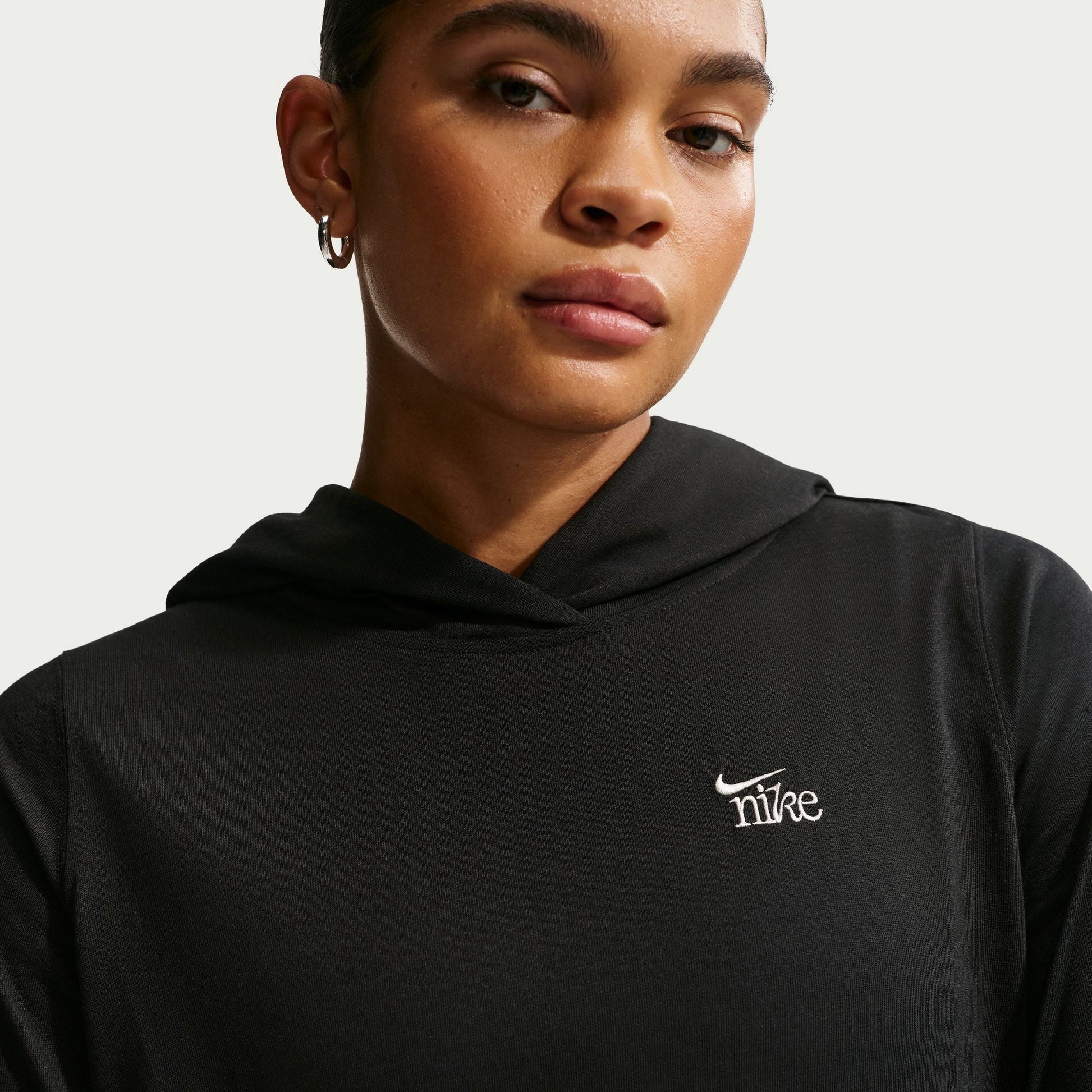 Nike Womens Sportswear Chill Knit Lightweight Hoodie - Black/Chalk Denim Exchange