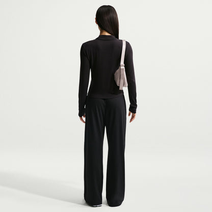 Nike Womens Chill Knit Mid-Rise Lightweight Open-Hem Pants - Black Denim Exchange