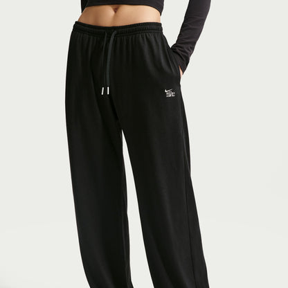 Nike Womens Chill Knit Mid-Rise Lightweight Open-Hem Pants - Black Denim Exchange