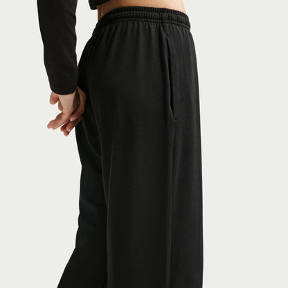 Nike Womens Chill Knit Mid-Rise Lightweight Open-Hem Pants - Black Denim Exchange