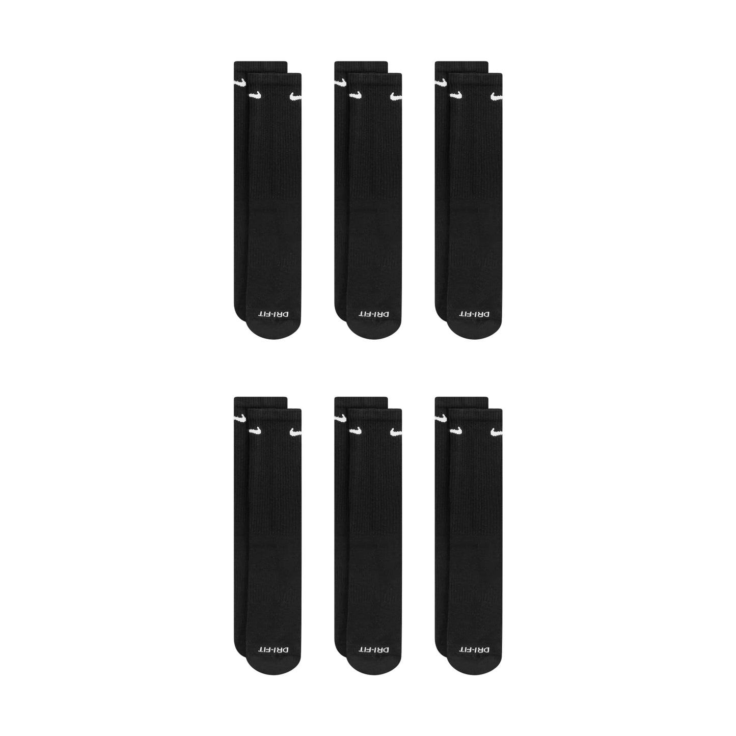 Nike Dri-Fit 6-Pack Cushioned Crew Socks - Black Denim Exchange