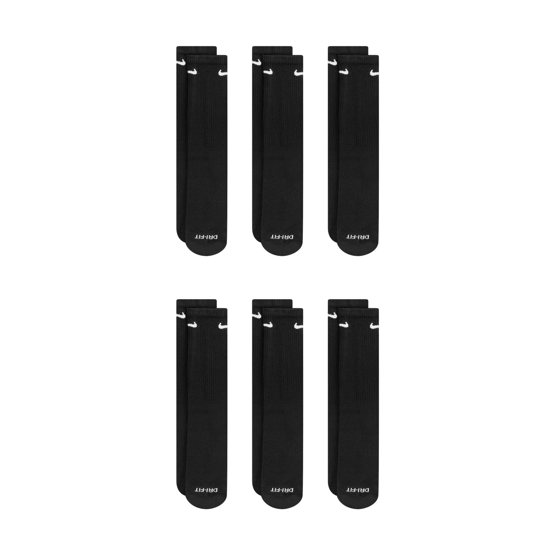 Nike Dri-Fit 6-Pack Cushioned Crew Socks - Black Denim Exchange