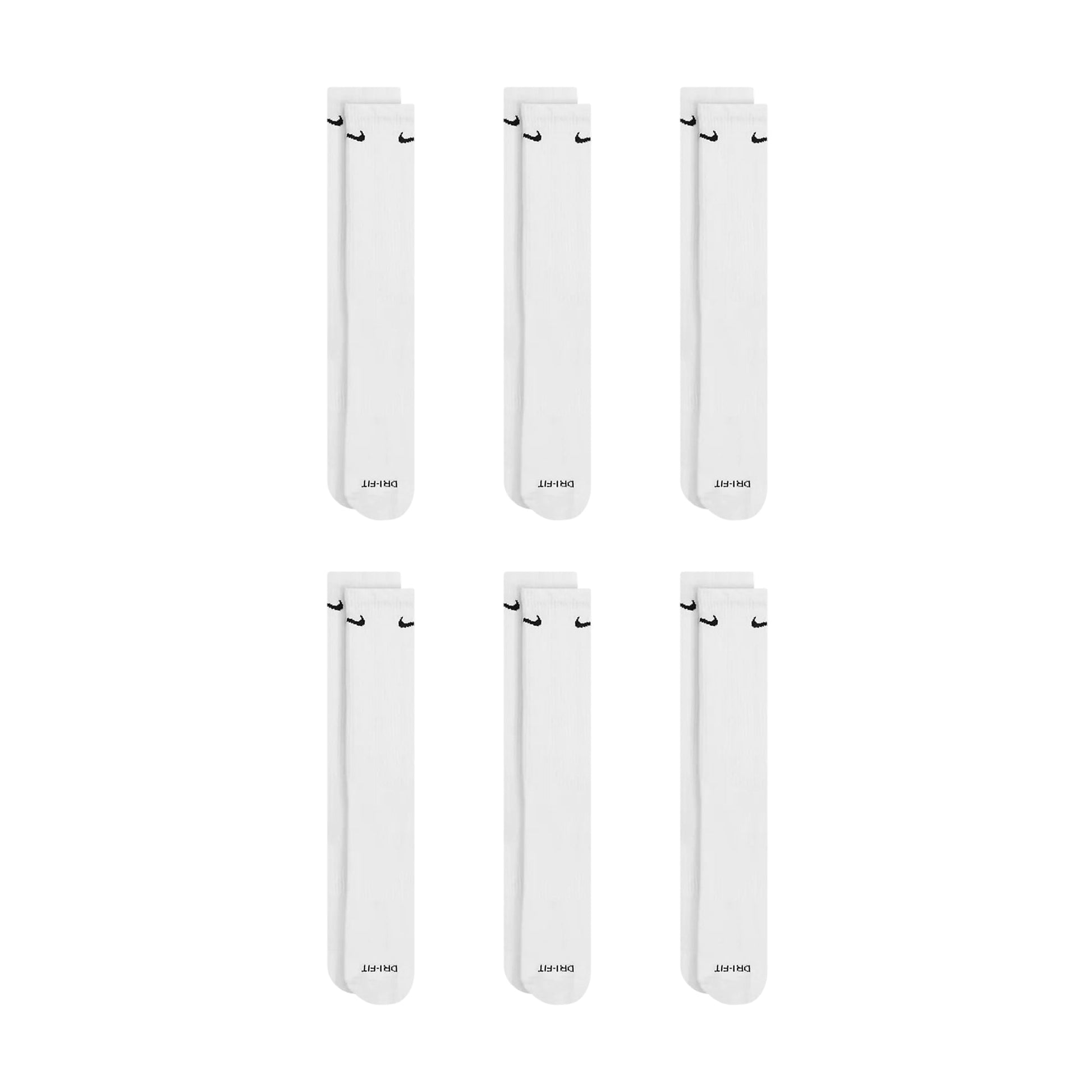 Nike Dri-Fit 6-Pack Cushioned Crew Socks - White Denim Exchange