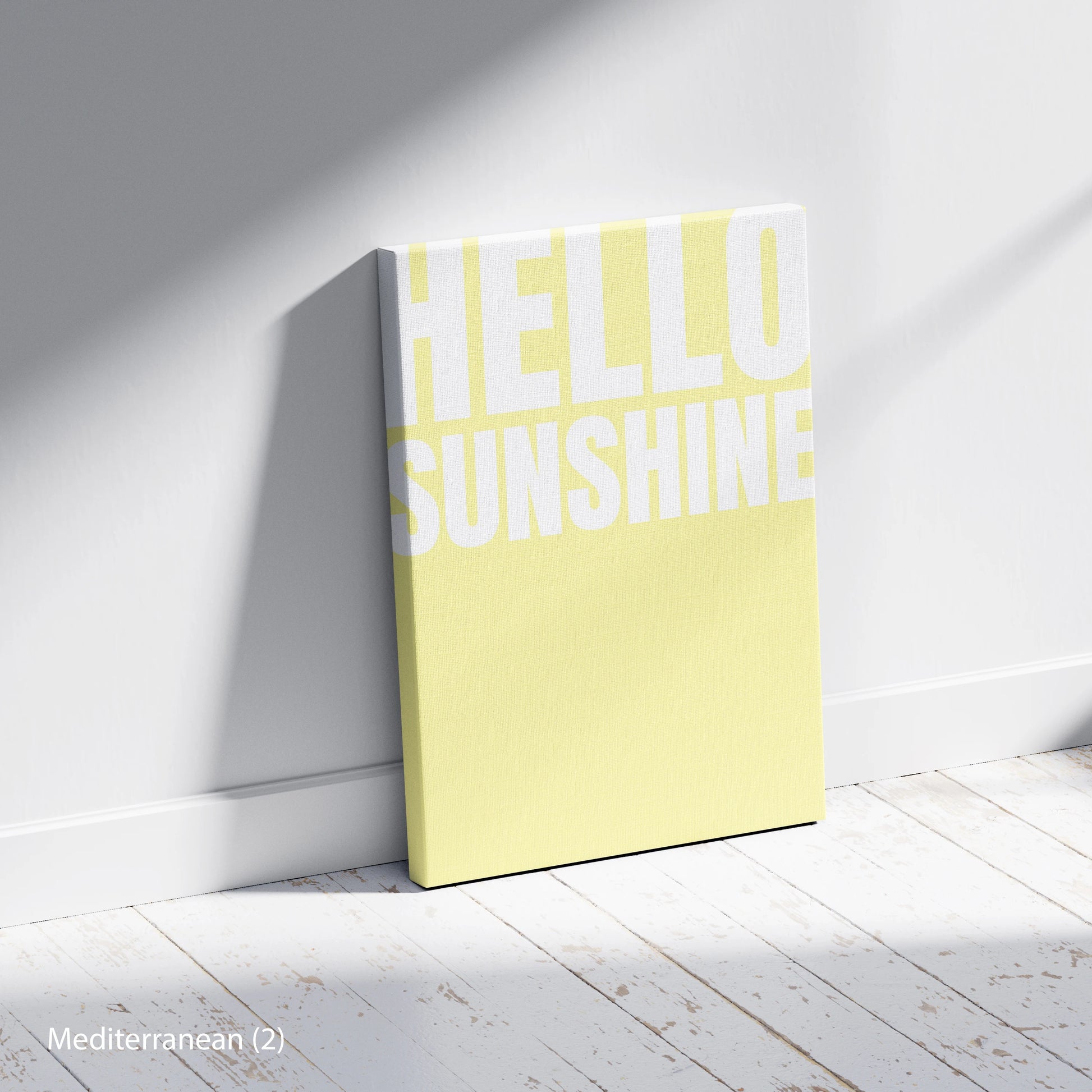 Modern Mediterranean Hello Sunshine Wood Frame Canvas Print NovaCart