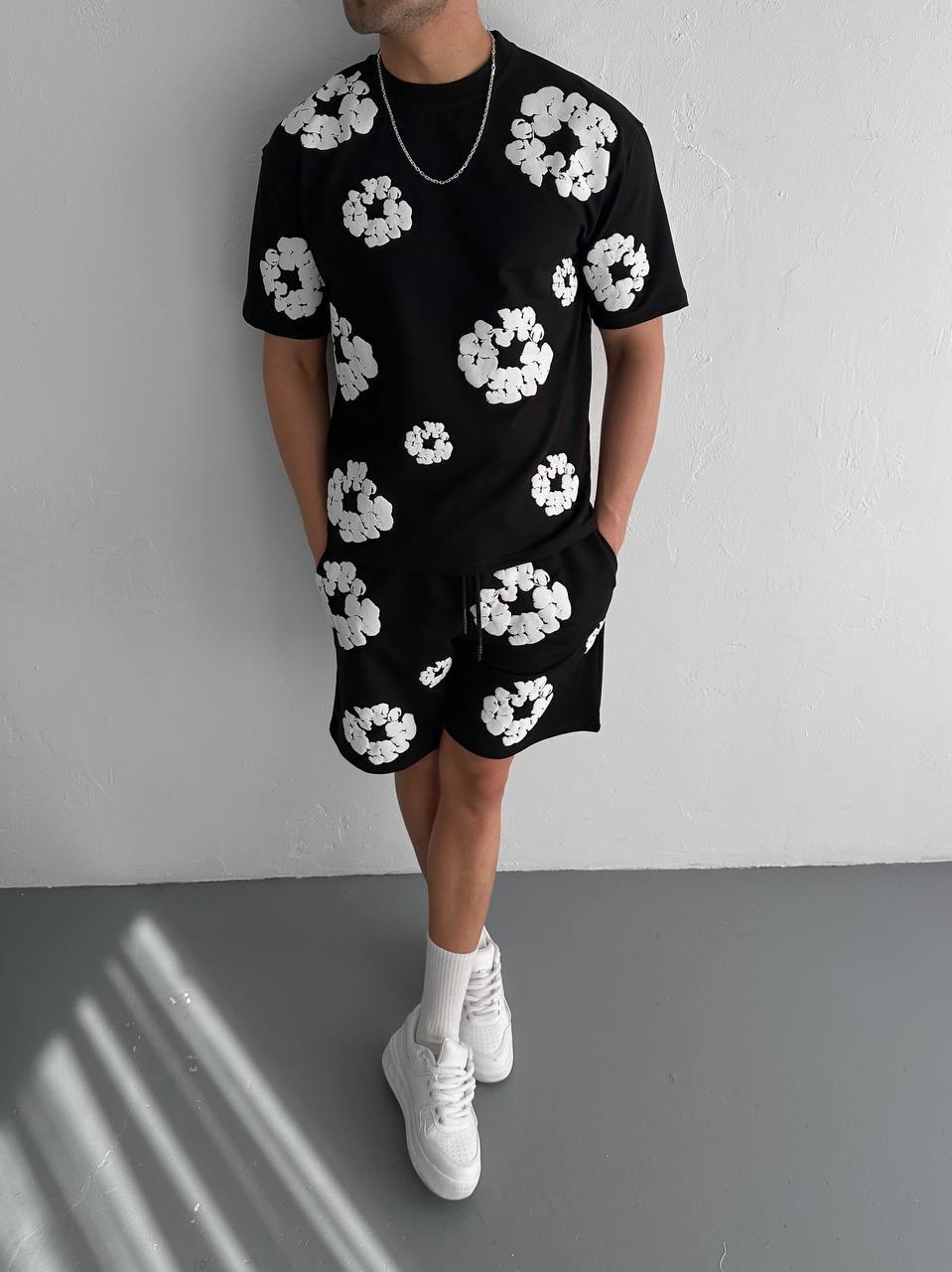 Abstract Bloom Print Men's Co-ord Set – Vibrant Floral Streetwear for Summer Withinblack