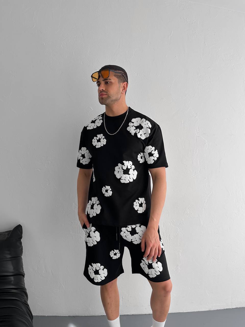 Abstract Bloom Print Men's Co-ord Set – Vibrant Floral Streetwear for Summer Withinblack