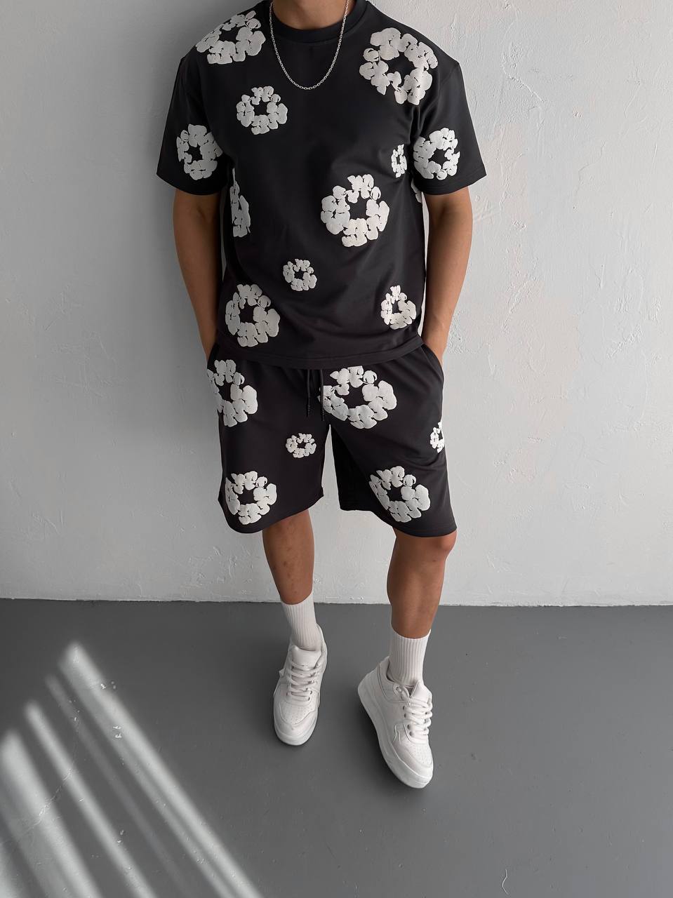 Abstract Bloom Print Men's Co-ord Set – Vibrant Floral Streetwear for Summer Withinblack