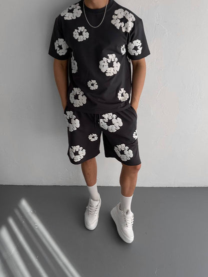 Abstract Bloom Print Men's Co-ord Set – Vibrant Floral Streetwear for Summer Withinblack