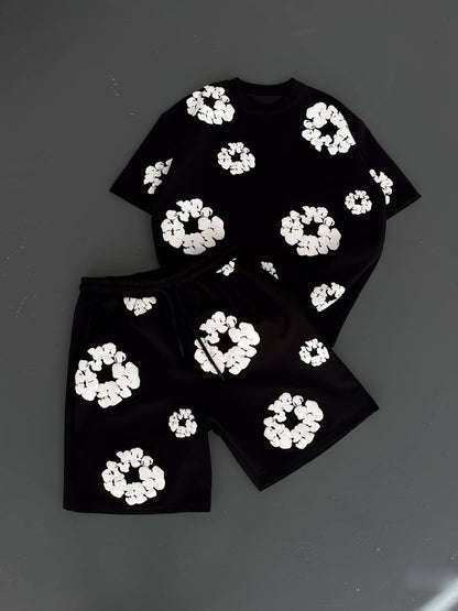 Abstract Bloom Print Men's Co-ord Set – Vibrant Floral Streetwear for Summer Withinblack