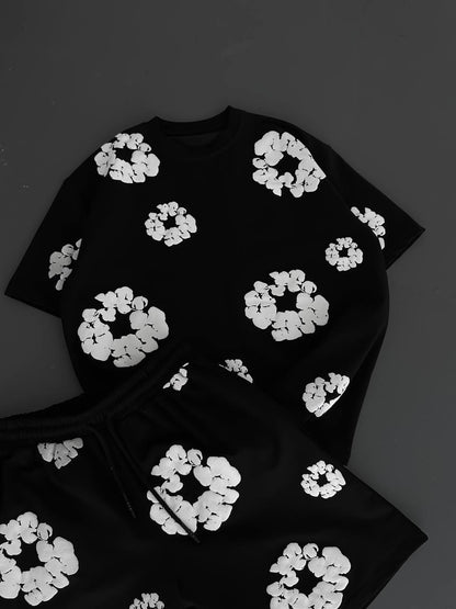 Abstract Bloom Print Men's Co-ord Set – Vibrant Floral Streetwear for Summer Withinblack