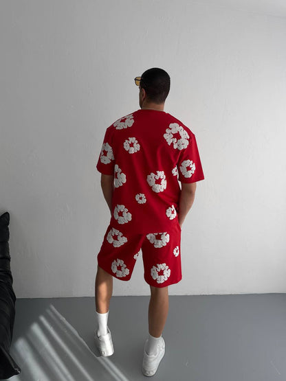 Abstract Bloom Print Men's Co-ord Set – Vibrant Floral Streetwear for Summer Withinblack