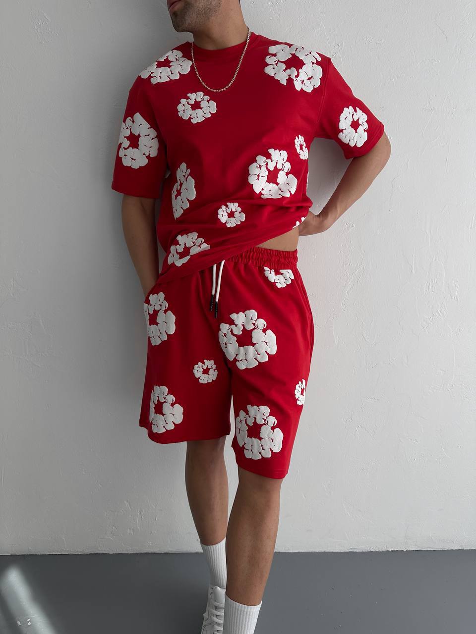 Abstract Bloom Print Men's Co-ord Set – Vibrant Floral Streetwear for Summer Withinblack