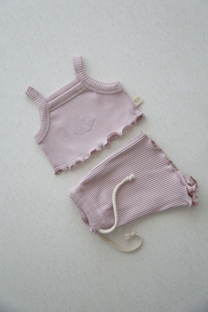 Lilac Crop-Short Set Honey and Hive
