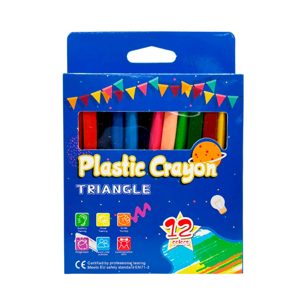 [GDL] Set of 12 Triangular Plastic Crayons Assorted Colors Oil Pastel and Bath Crayons Made From Paraffin Wax CW6001LWS-12 NovaCart