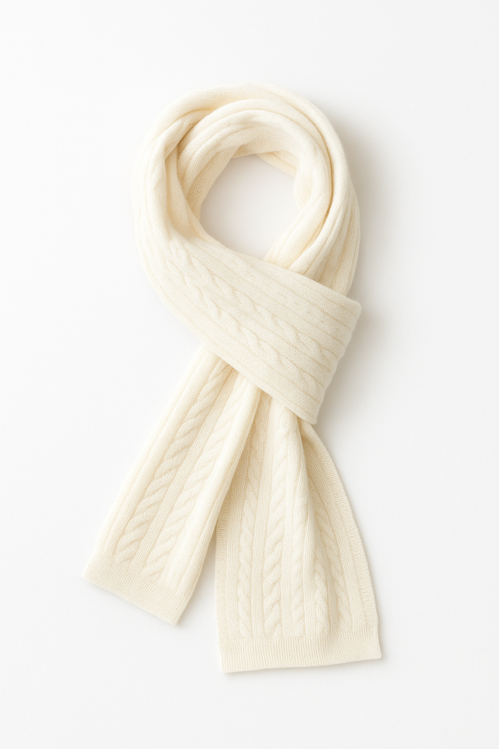 Angora and Wool | Knit Scarf (solid, beige) Silverlyne
