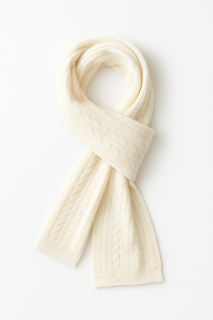 Angora and Wool | Knit Scarf (solid, beige) Silverlyne