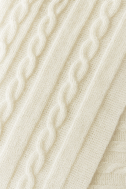 Angora and Wool | Knit Scarf (solid, beige) Silverlyne