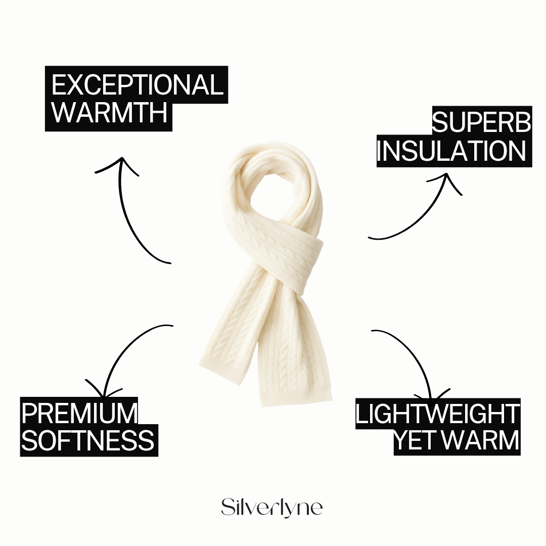 Angora and Wool | Knit Scarf (solid, beige) Silverlyne
