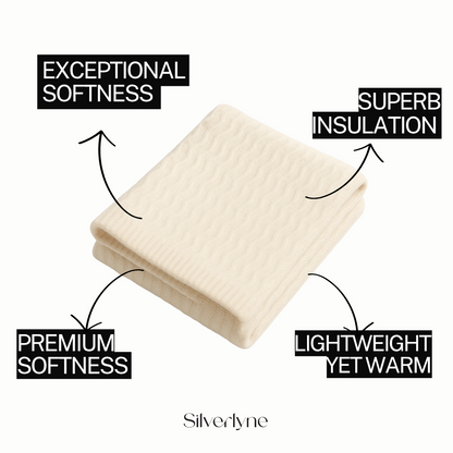 Angora and Wool | Ultra Soft Throw Blanket (solid, beige) Silverlyne