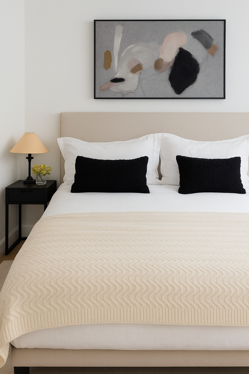 Angora and Wool | Ultra Soft Throw Blanket (solid, beige) Silverlyne