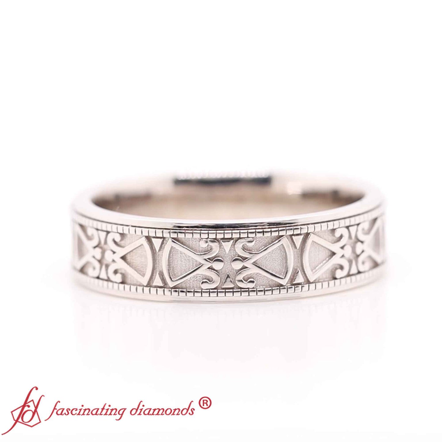 Antique Design Wedding Band Fascinating Diamonds