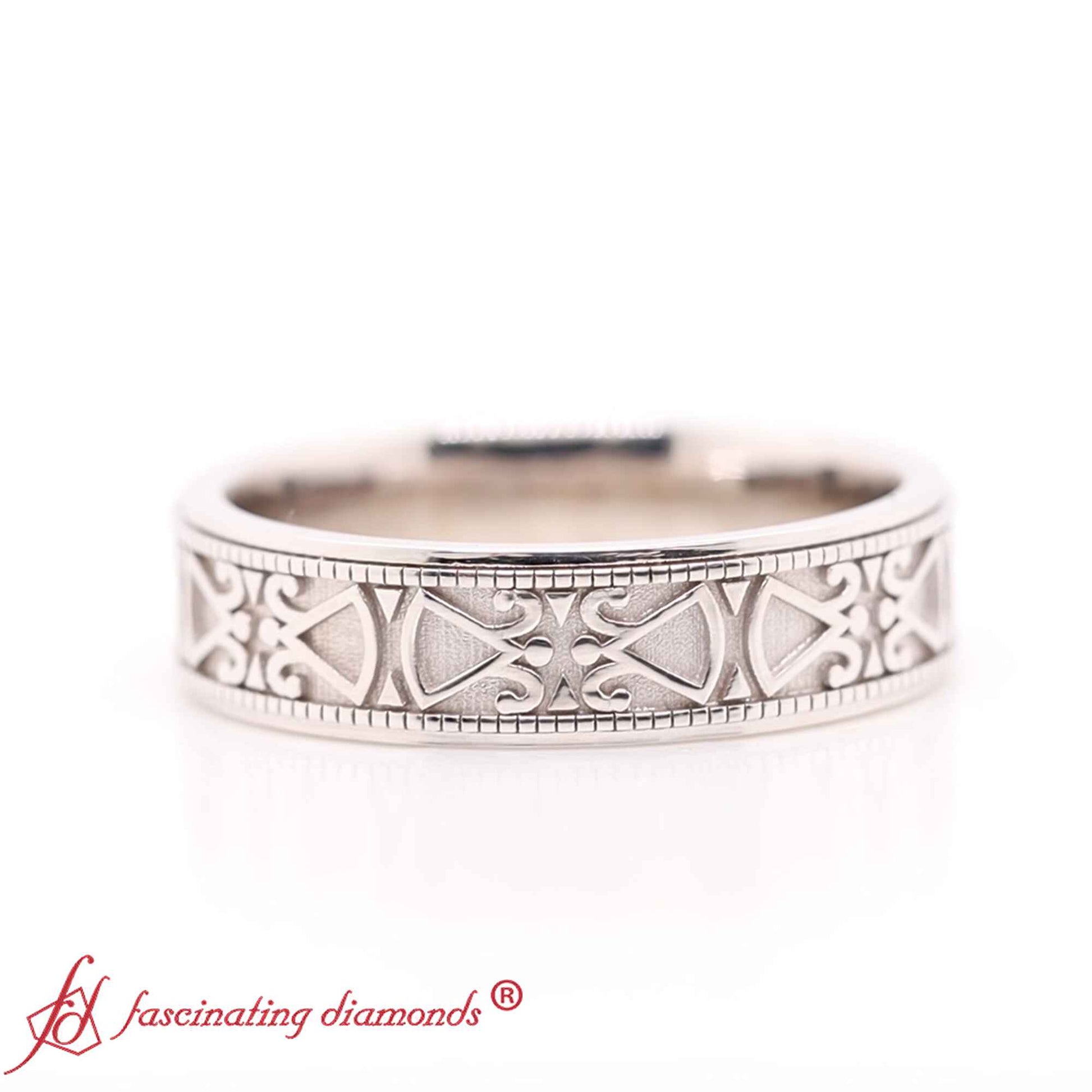 Antique Design Wedding Band Fascinating Diamonds