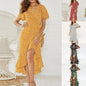 Summer Floral High-Waist V-Neck Chiffon Dress
