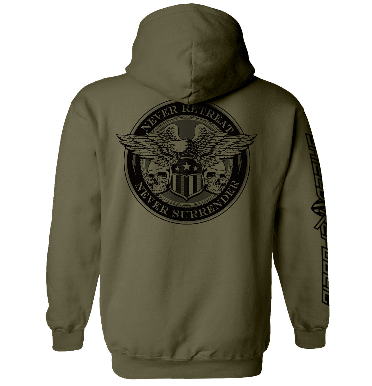 Never Retreat Never Surrender Skulls Shield Republic