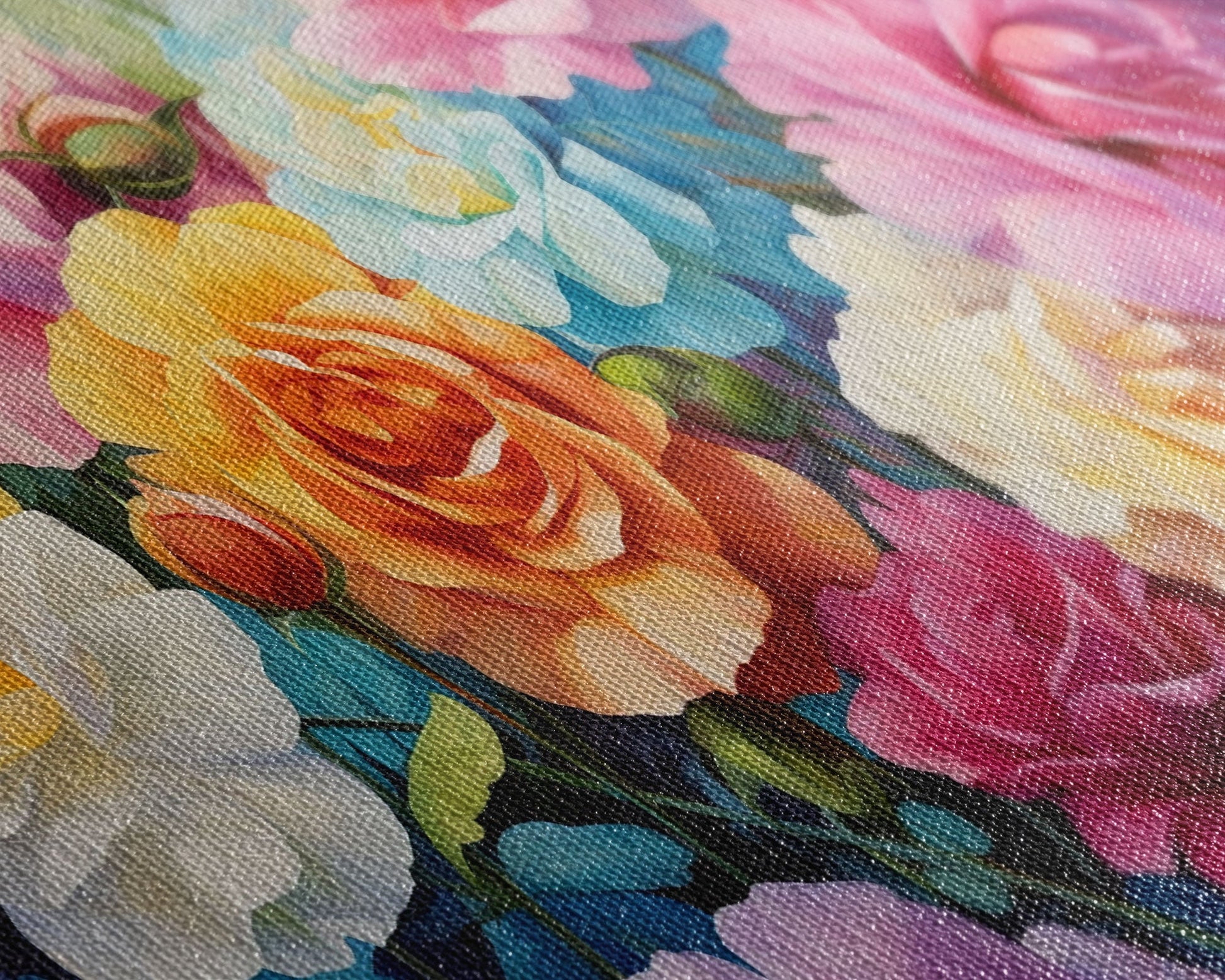 Beautiful Rose Art, Framed Canvas Print, Floral Art, Botanical  Decor, Blue and Yellow Roses, 3 Piece Art Set NuevArt