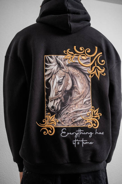 Artistic Horse Graphic Hoodie Withinblack