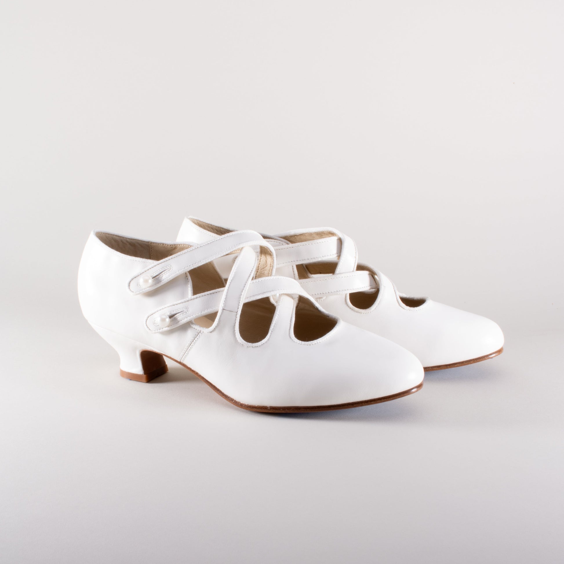 Astoria Edwardian Leather Shoes (Soft Ivory) American Duchess