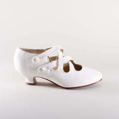 Astoria Edwardian Leather Shoes (Soft Ivory) American Duchess