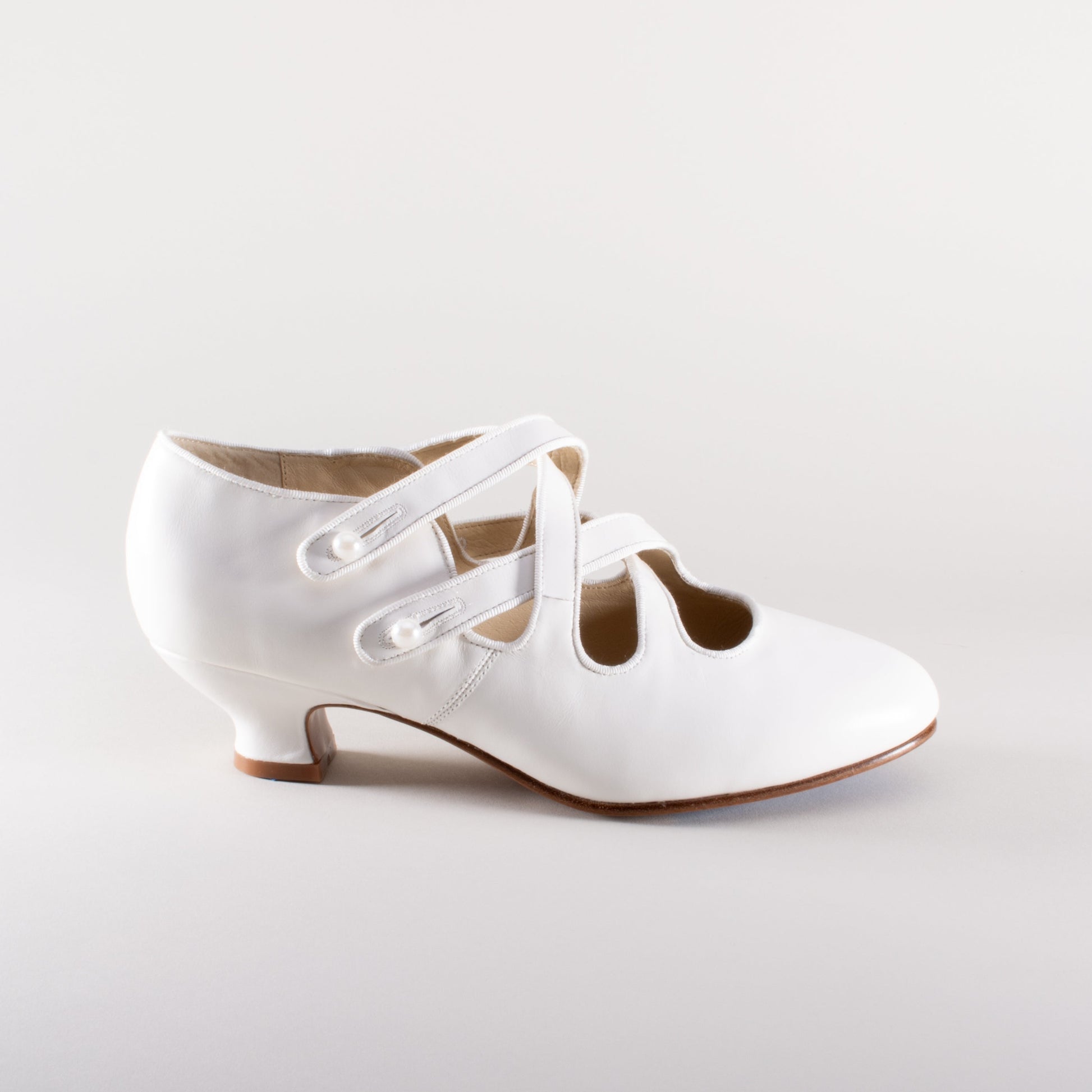 Astoria Edwardian Leather Shoes (Soft Ivory) American Duchess