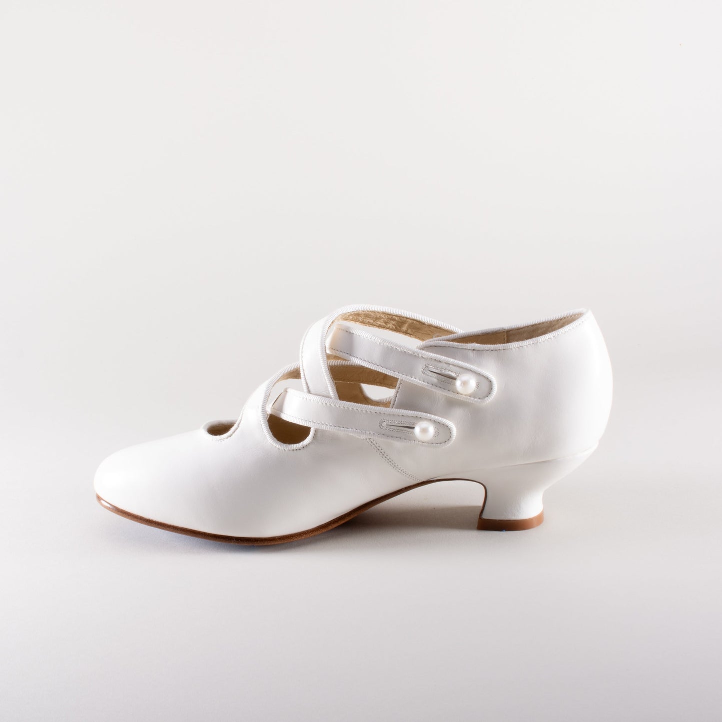 Astoria Edwardian Leather Shoes (Soft Ivory) American Duchess